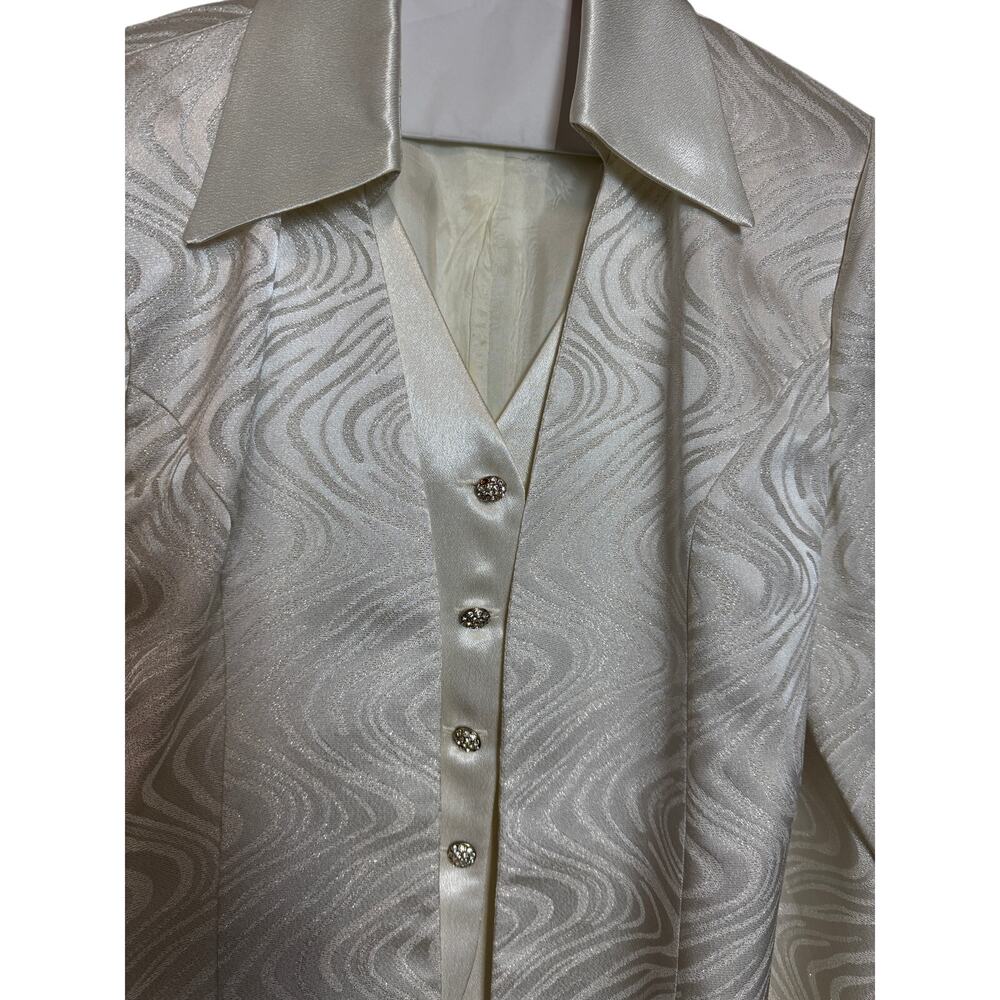 Caramia Off White Women’s 3-Piece Suit Jacket, Vest, Skirt Calf Length Size 14